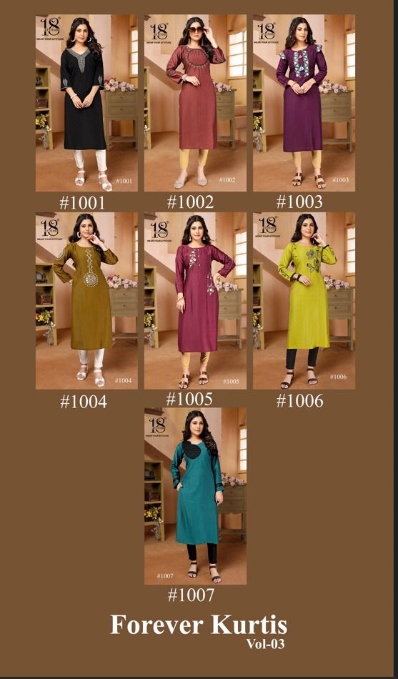 Forever Kurtis Vol 03 By 18 Attitude Premium Designer Kurtis Wholesale Shop In Surat